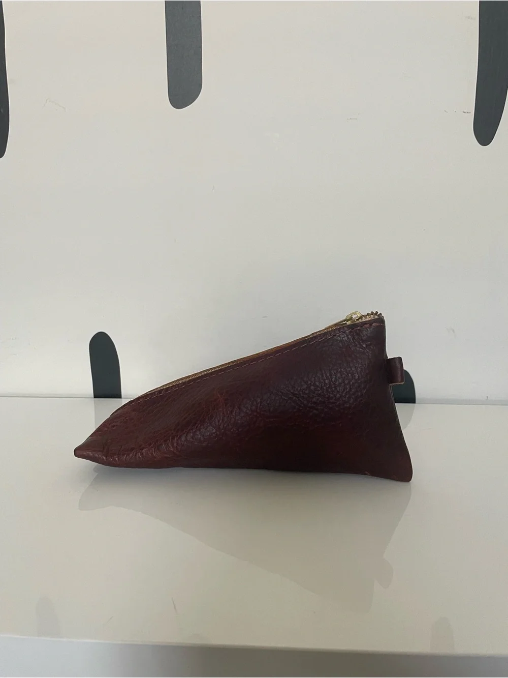 Portland Leather Goods Maroon Leather Triangle Zip Pouch